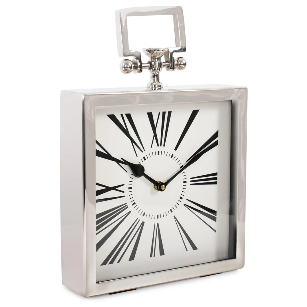 Silver Rectangle Table Clock