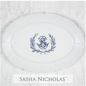 Sasha Nicholas Large White Weave Oval Platter