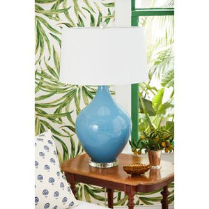 Light Blue Poppy Table Lamp 31"H